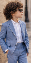 Cobalt Charm – Pure Linen Blazer, Shirt & Bow Set
