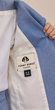 Cobalt Charm – Pure Linen Blazer, Shirt & Bow Set