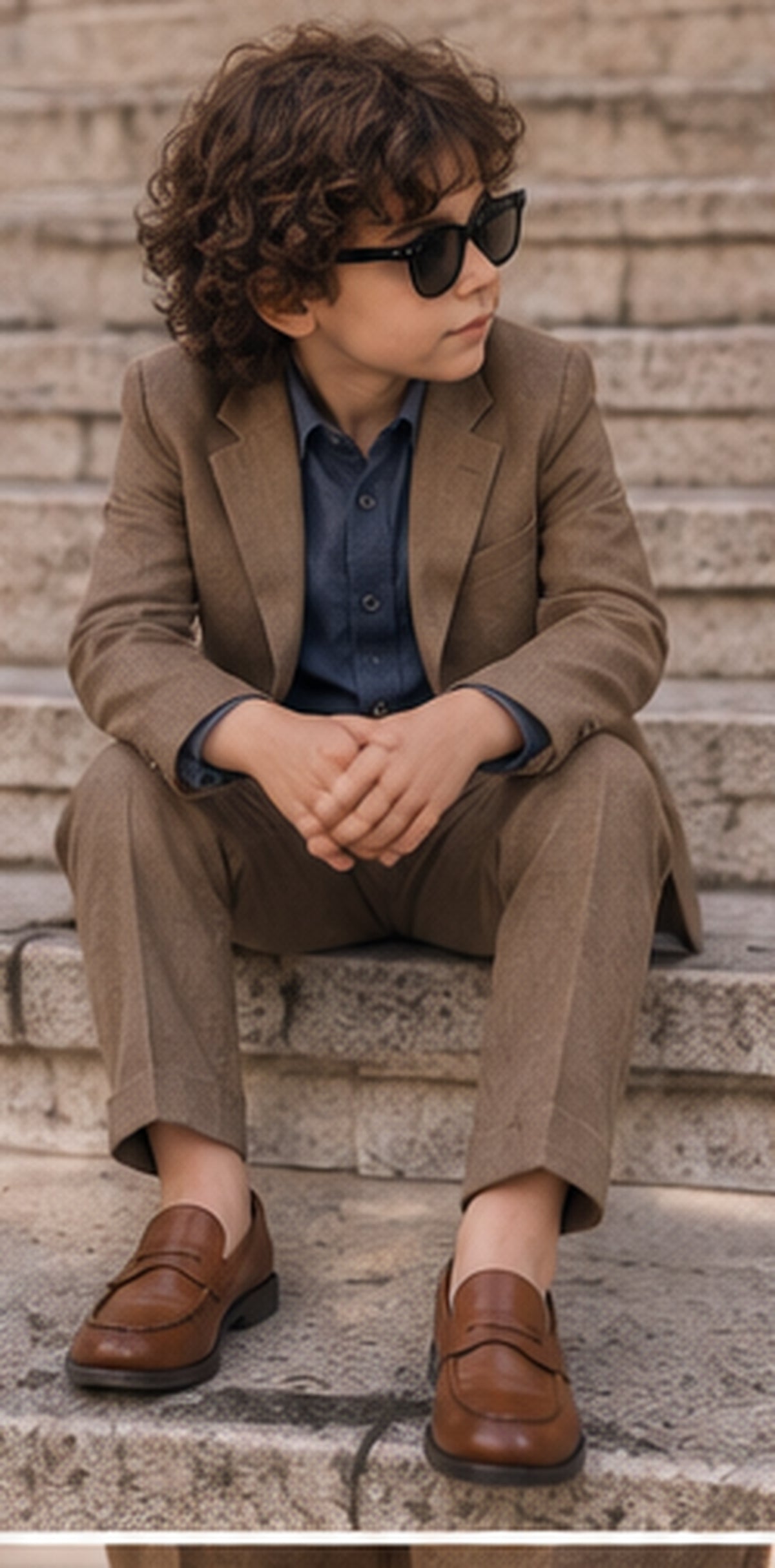 Mocha Sundowner – Pure Linen Blazer, Pants, Shirt & Bow Set