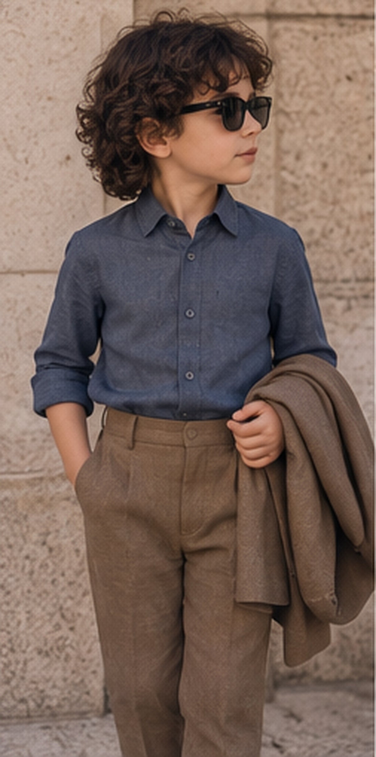 Mocha Sundowner – Pure Linen Blazer, Pants, Shirt & Bow Set
