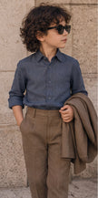 Mocha Sundowner – Pure Linen Blazer, Pants, Shirt & Bow Set