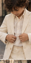 Pearl Promenade – Off-White Pure Linen Blazer, Pants & Shirt Set