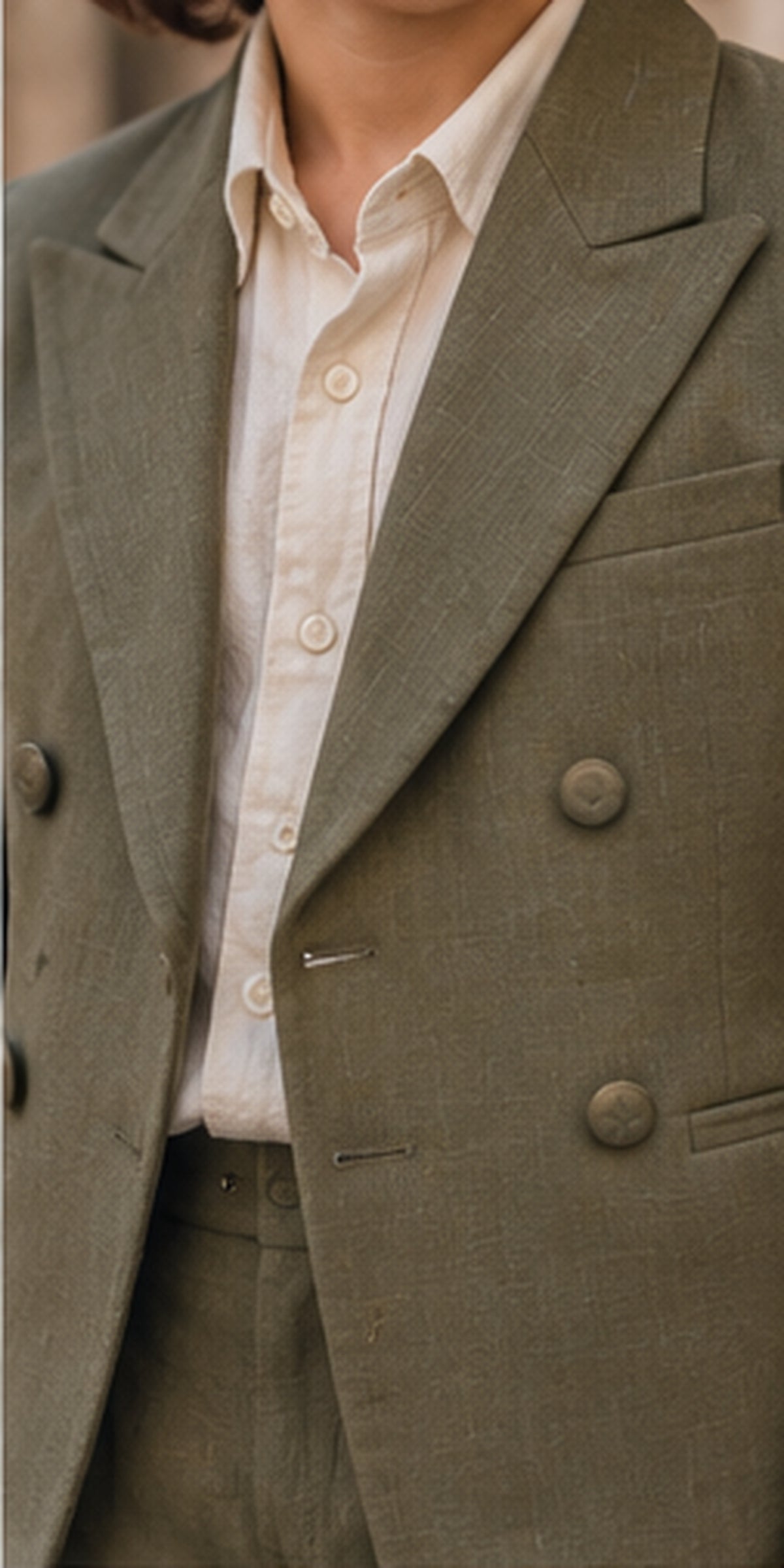 Windsor Nights – Pure Linen Double-Breasted Blazer, Pants & Shirt Set