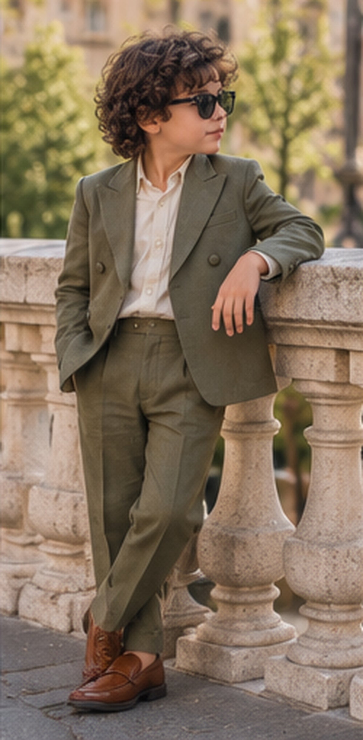 Windsor Nights – Pure Linen Double-Breasted Blazer, Pants & Shirt Set
