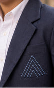 Navy Nocturne – Pure Linen Embroidered Blazer, Pants & Shirt Set