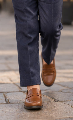 Navy Nocturne – Pure Linen Embroidered Blazer, Pants & Shirt Set
