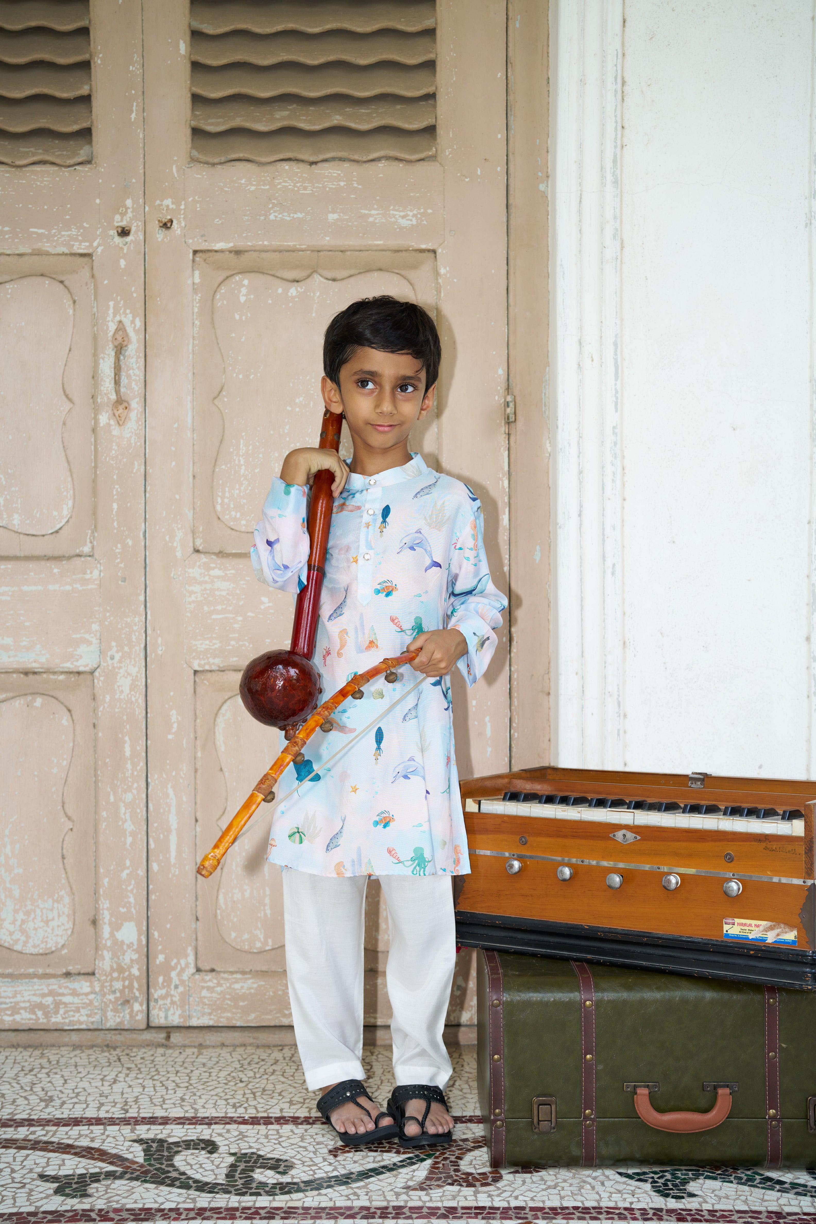 Ocean Whisper Pure Muslin Silk Kurta Pajama Set