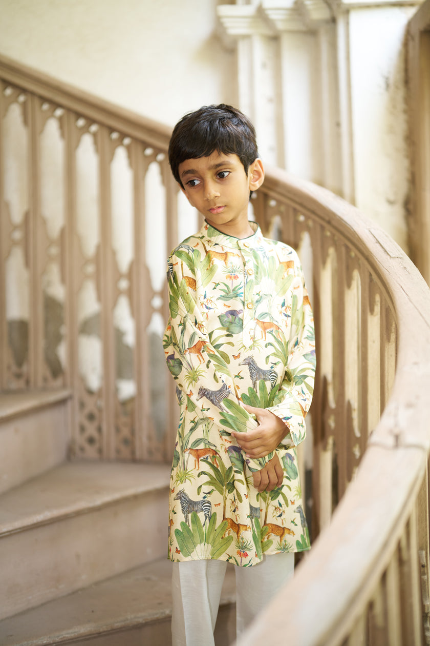 The Naturalist Pure Muslin Silk Kurta Pajama Set