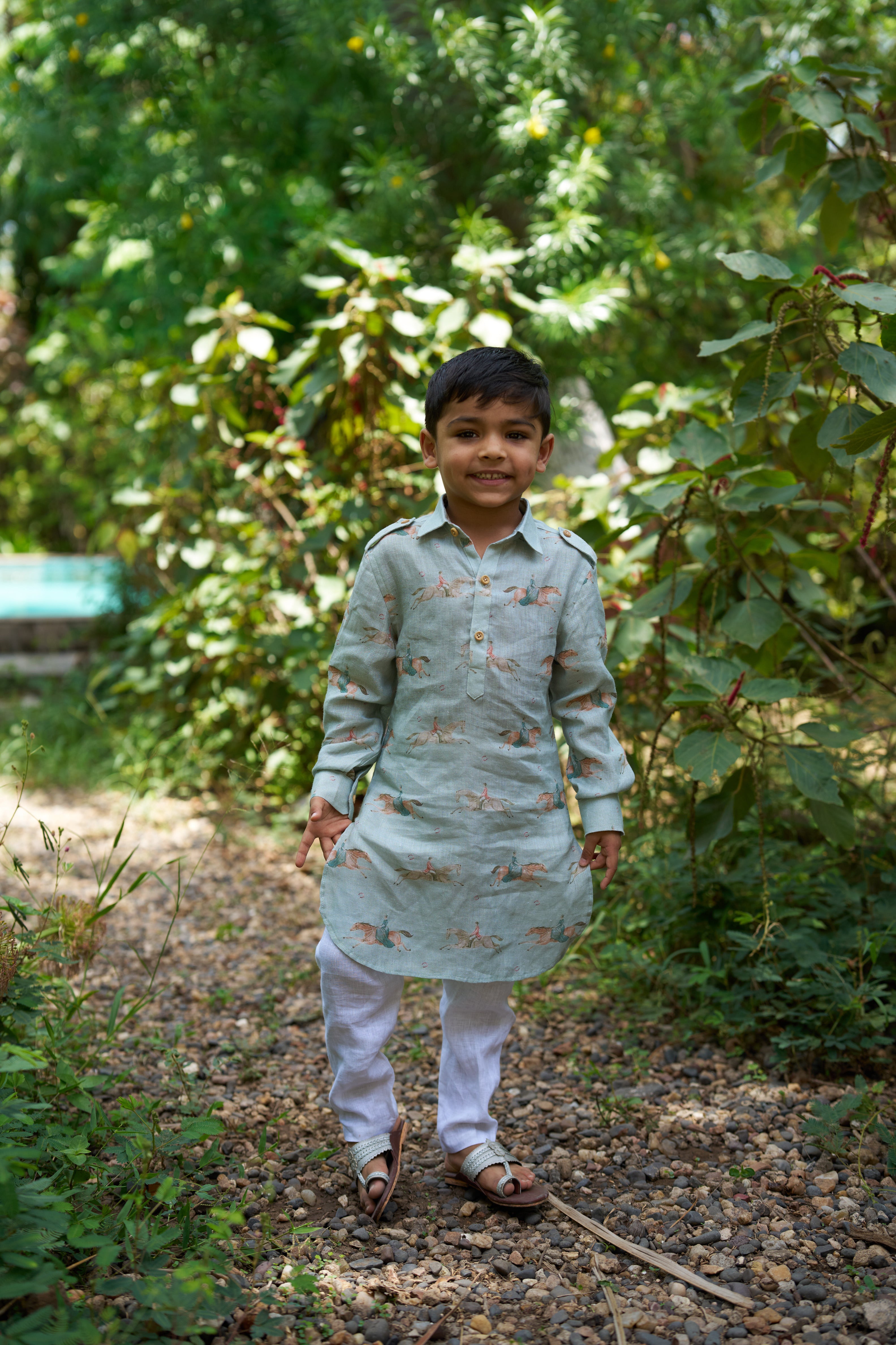 The Mare and Stallion Pure Linen Kurta Pajama Set
