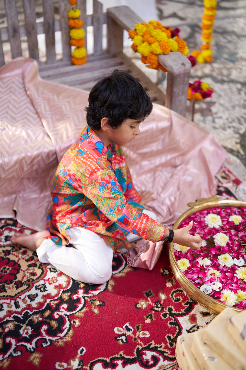 Rang Mahal Pure Muslin Silk  Kurta Pajama Set