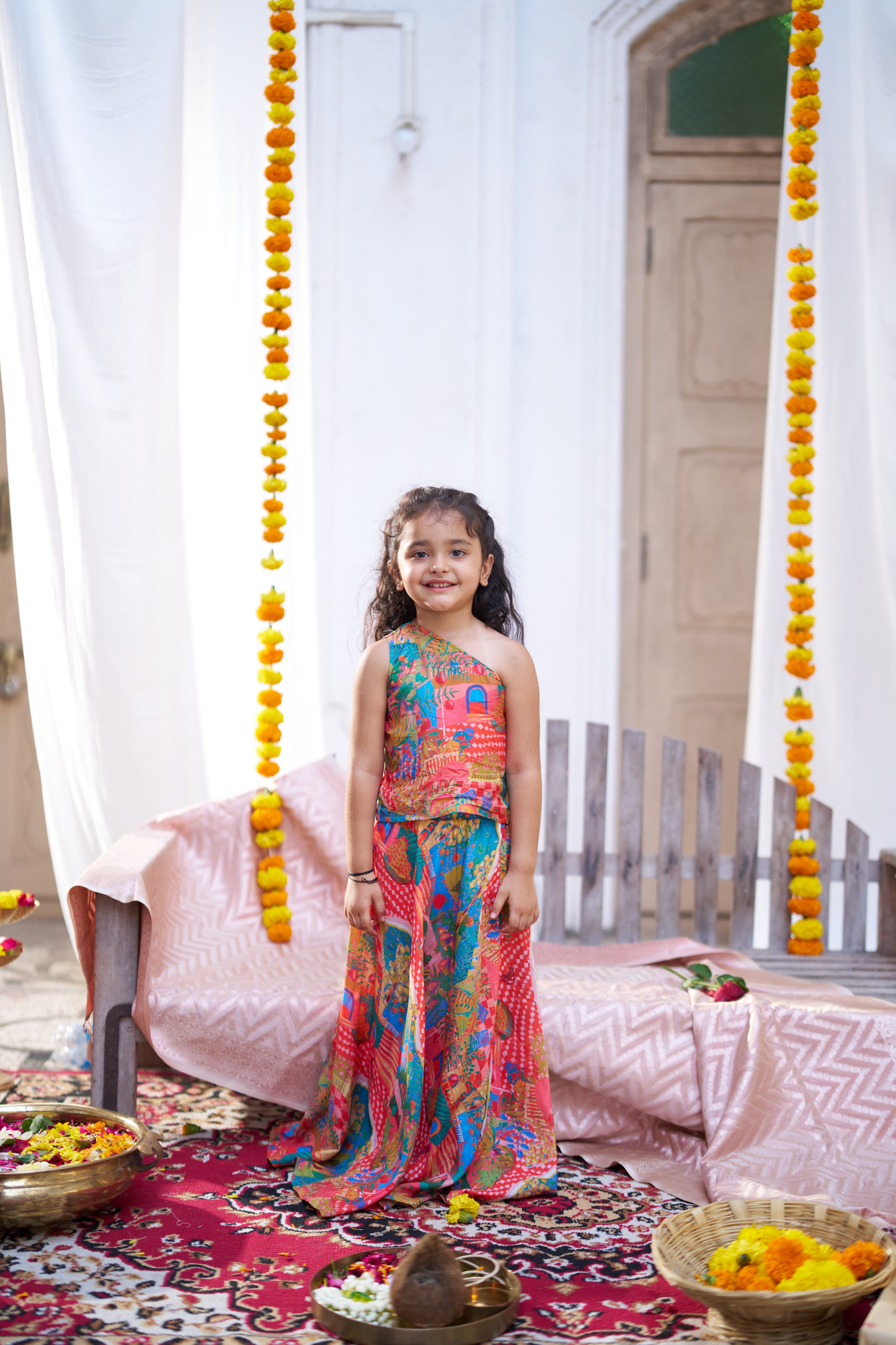 Rang Mahal Pure Silk Girls Top Skirt Set