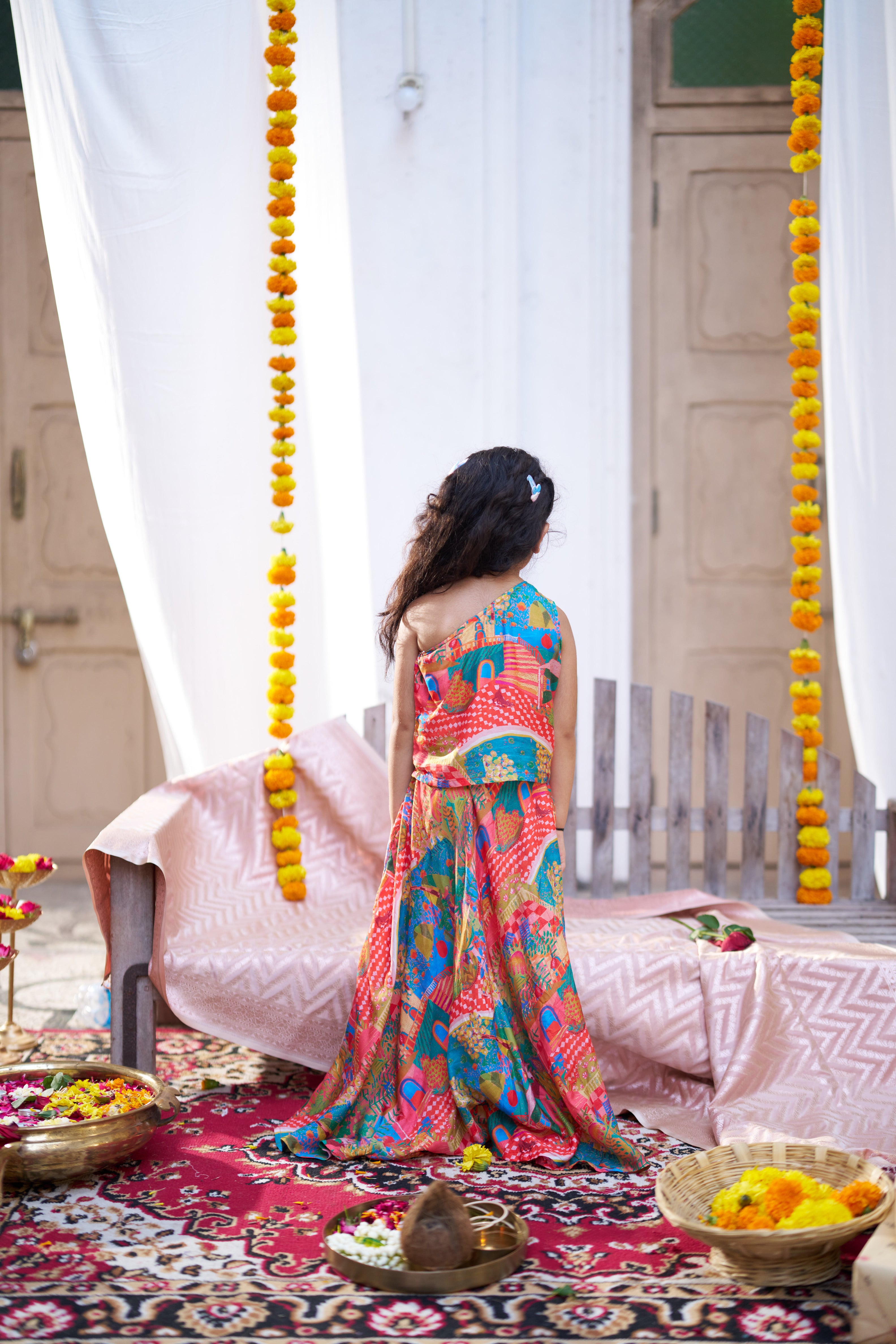 Rang Mahal Pure Silk Girls Top Skirt Set