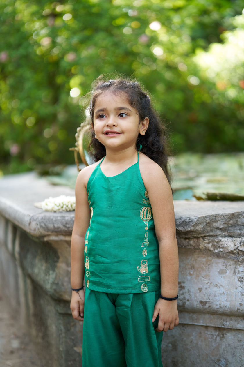 The Storyteller Pure Silk Girl's Kurti Palazzo Set
