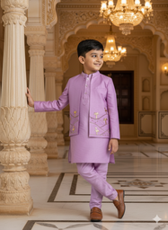 Morbagh Flamingo Pure Silk Open Jodhpuri Kurta Pajama Set