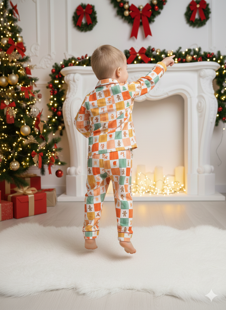 Gingerbread & Candy Cane Holiday Pyjama Set