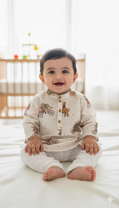 Carnival Charm Pure Bamboo Muslin Cotton Kurta Pajama Set