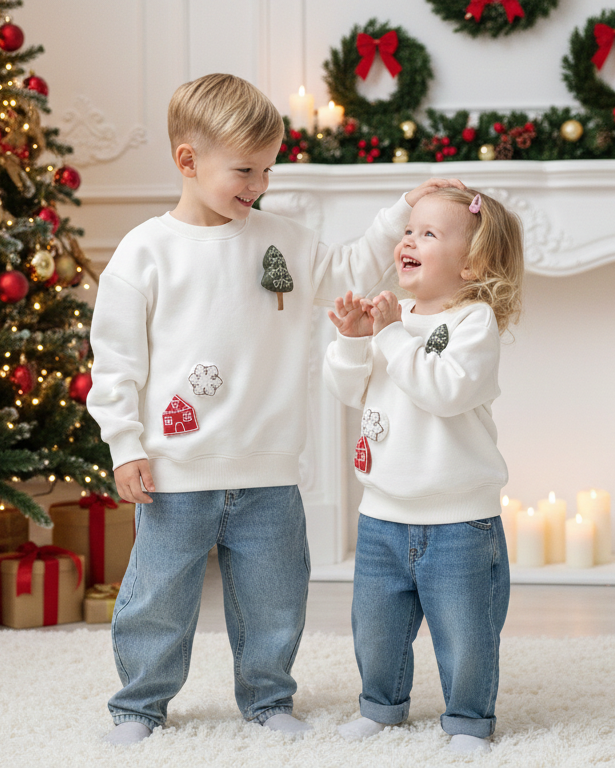 Kids' Festive Threadwork Appliqué Jumper