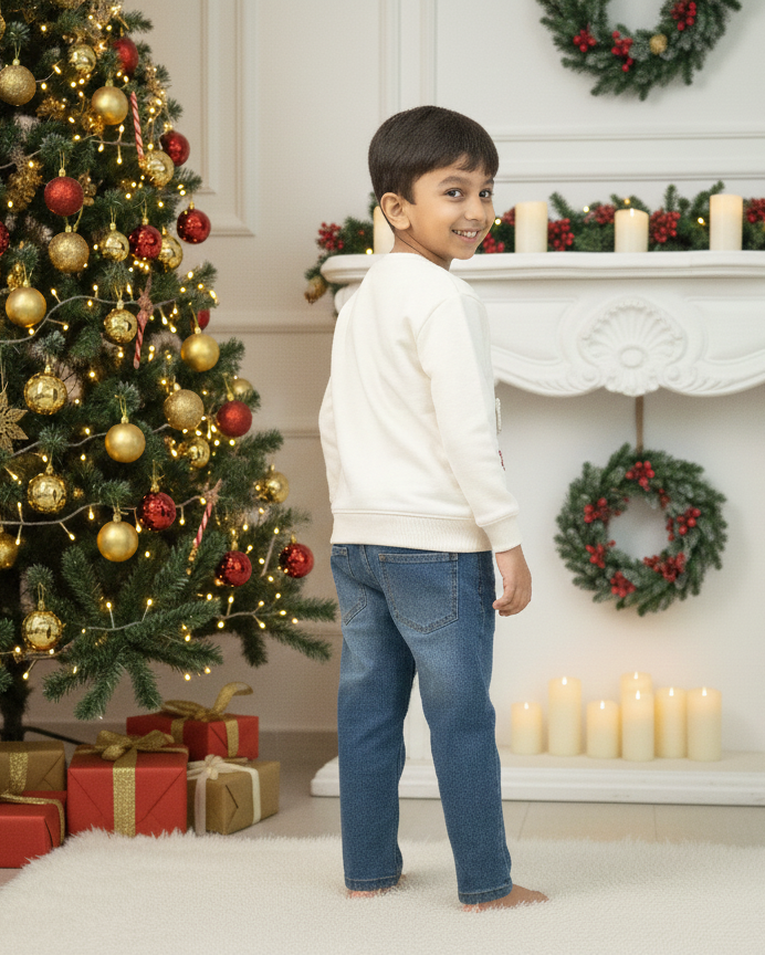 Kids' Festive Threadwork Appliqué Jumper