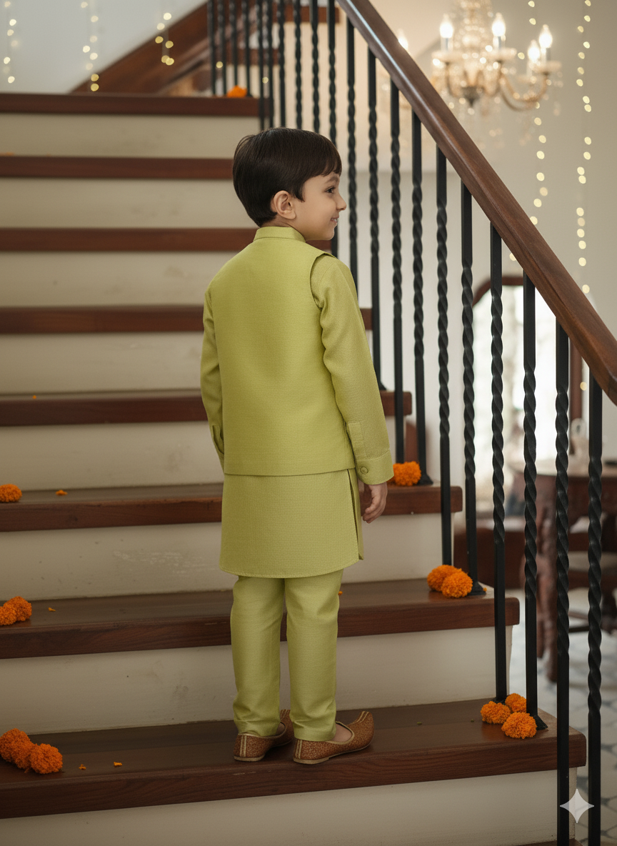 Ferris Dreams Pure Silk Koti Kurta Pajama Set