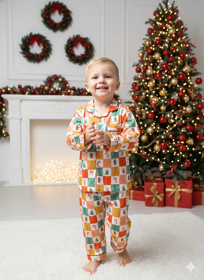 Gingerbread & Candy Cane Holiday Pyjama Set