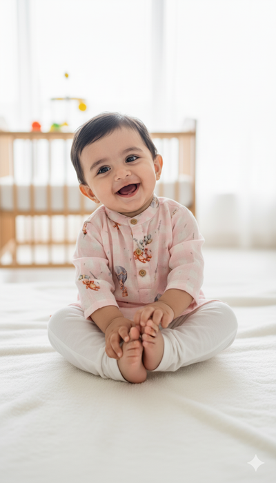 Bear & Balloon Dreams Pure Bamboo Muslin Cotton Kurta Pajama Set