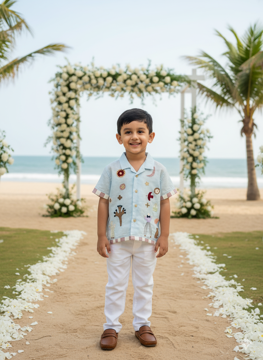 Unique Life Applique Pure Linen Shirt