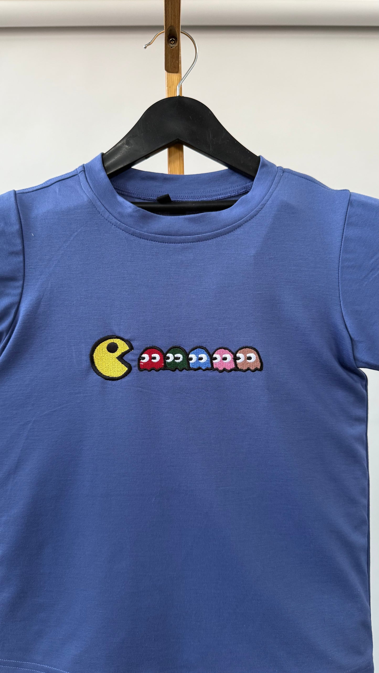 Tencel™ Fabric Pacman Inspired Embroidered Half Sleeves T-Shirt