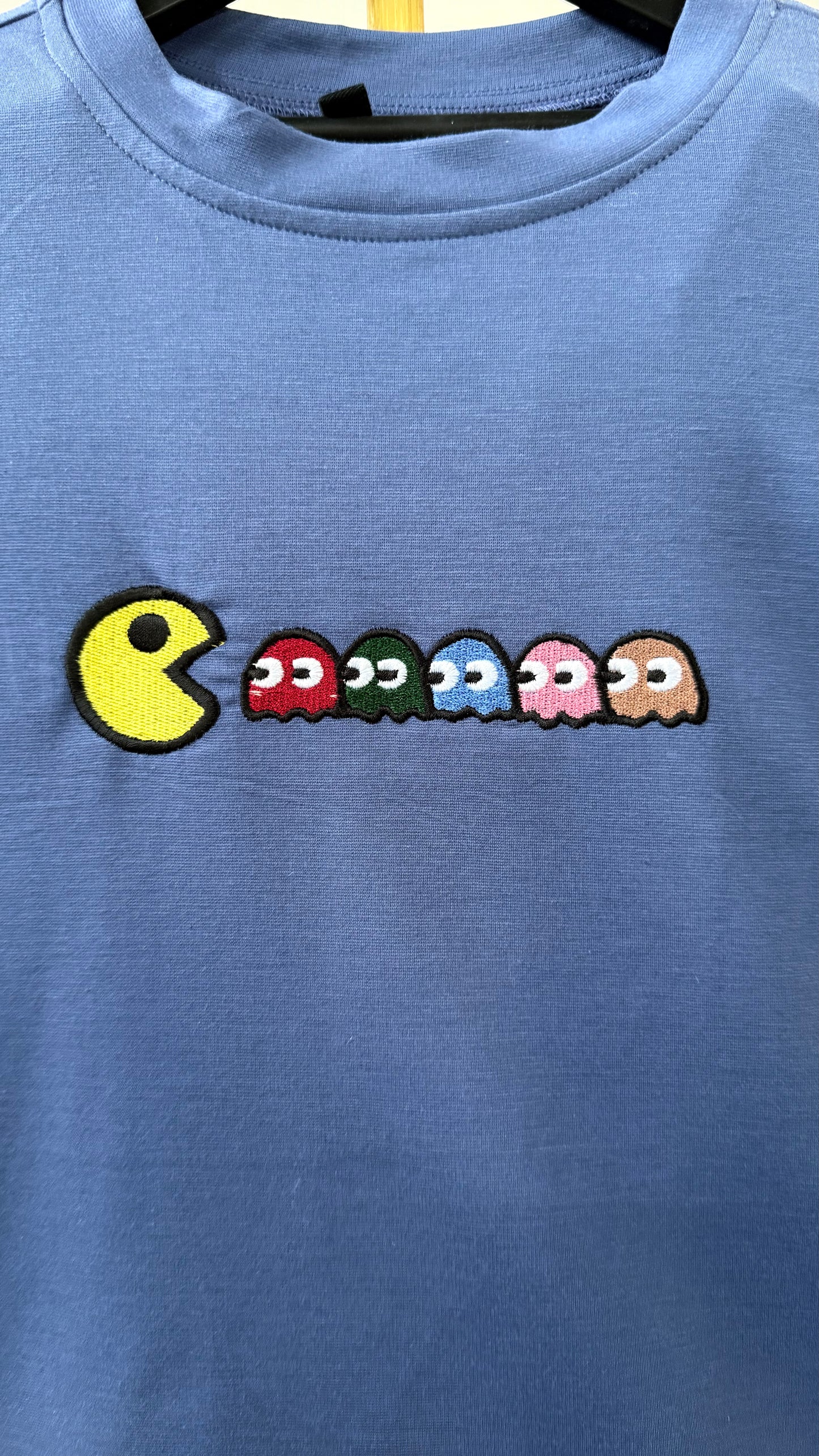 Tencel™ Fabric Pacman Inspired Embroidered Half Sleeves T-Shirt