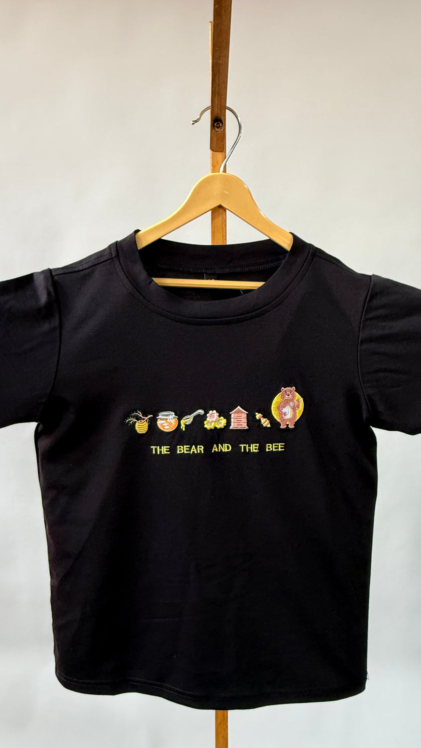 Tencel™ Fabric The Honey and The Bear Story Inspired Embroidered Half Sleeves T-Shirt