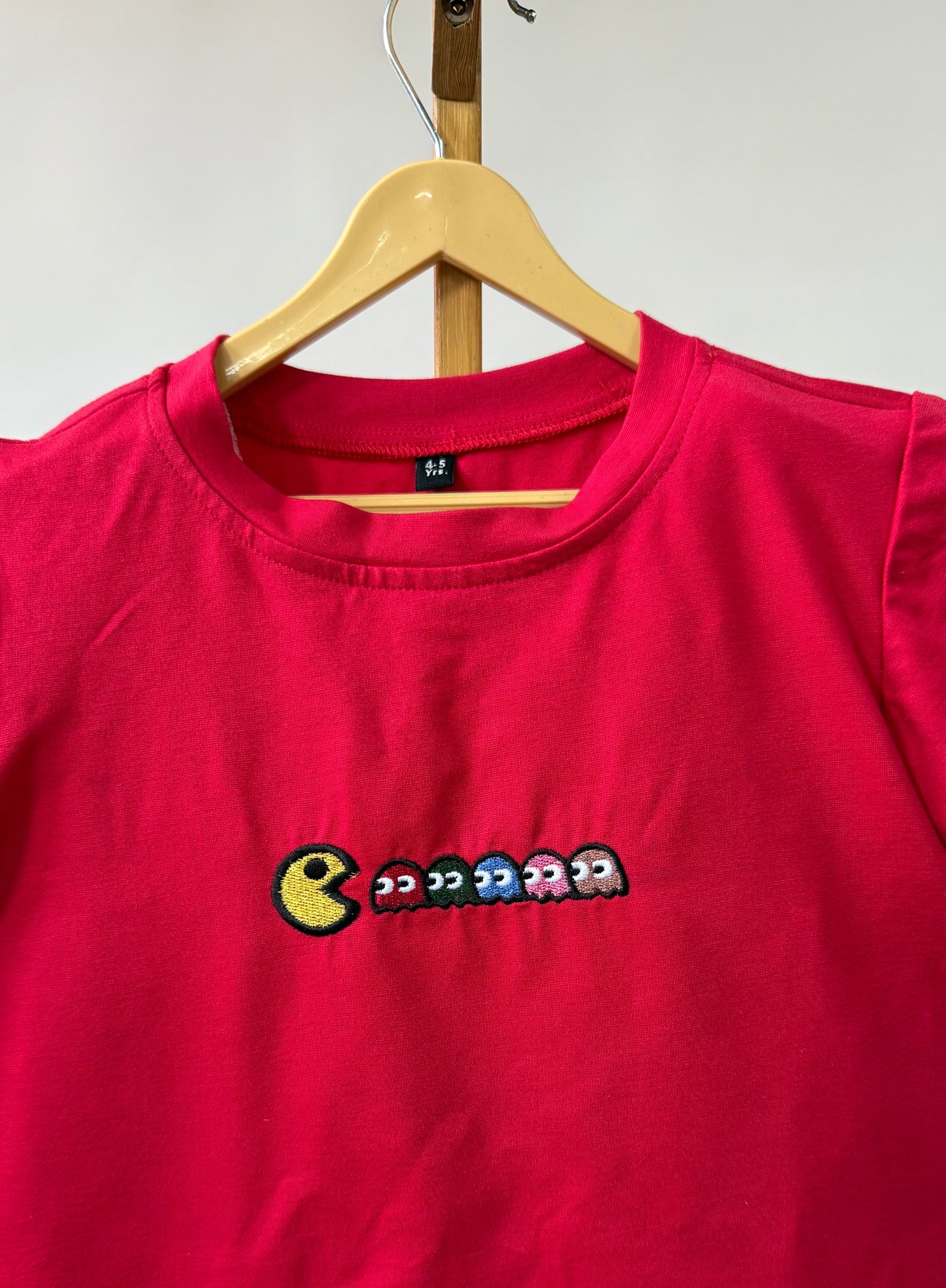 Tencel™ Fabric Pacman Inspired Embroidered Half Sleeves T-Shirt
