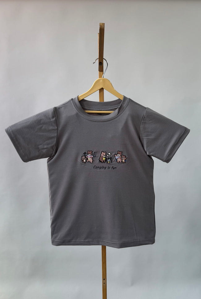 Tencel™ Fabric Camping Inspired Embroidered Half Sleeves T-Shirt