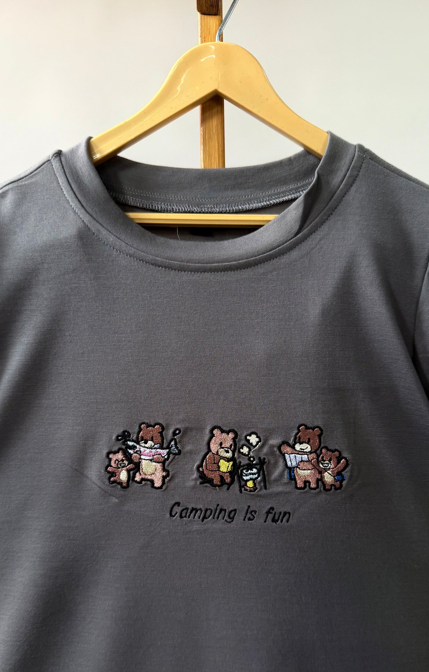 Tencel™ Fabric Camping Inspired Embroidered Half Sleeves T-Shirt