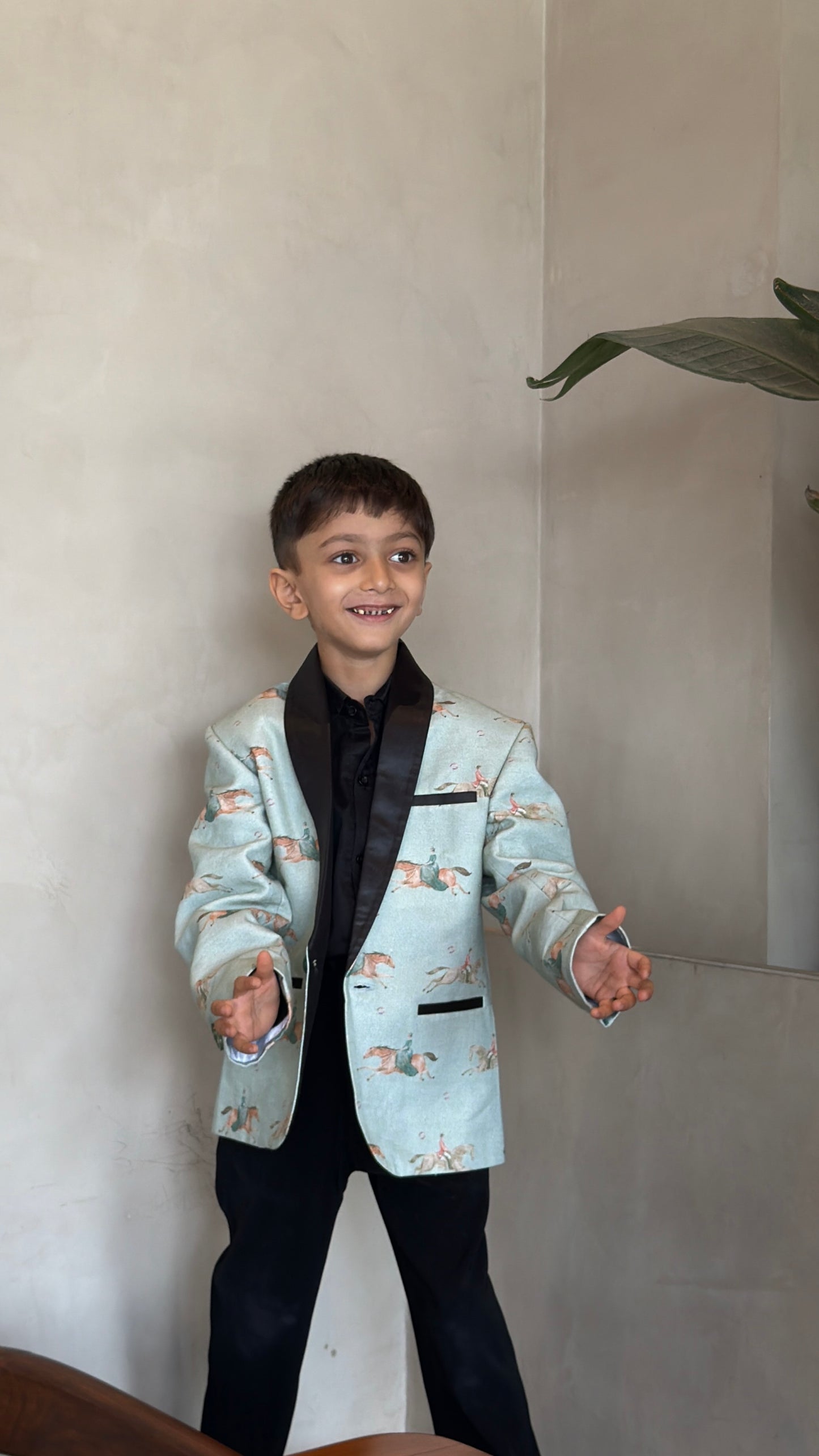 Mare & Stallion Print Premium Pure Linen Blazer Set