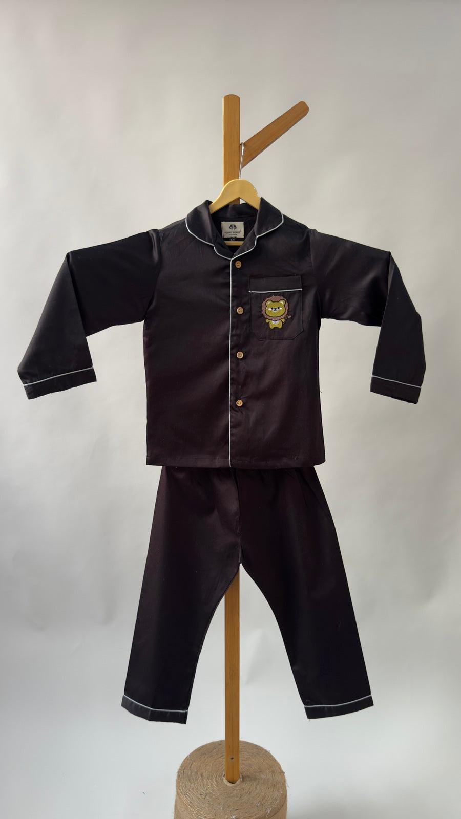 Lion Themed Embriodered Night Suit