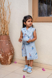 Royal Toika Printed Pure Linen BLazer Dress