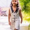 Luxe Ivory Edge Cotton Linen Blazer Dress