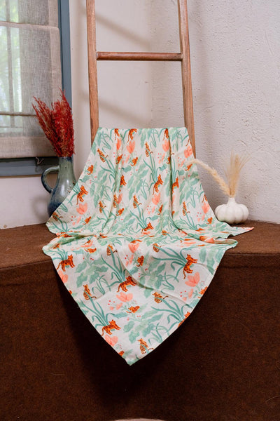 Tiger and The Bush Themed Bamboo Muslin Cotton Blanket