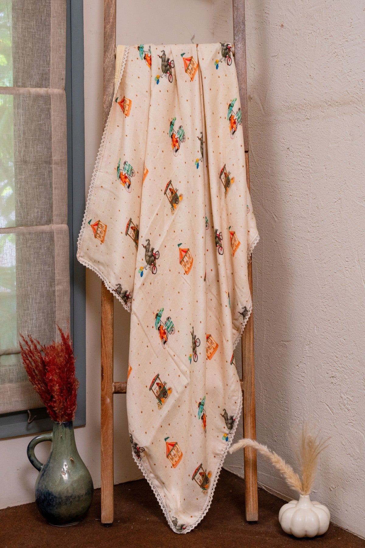 Circus Themed Bamboo Muslin Cotton Blanket