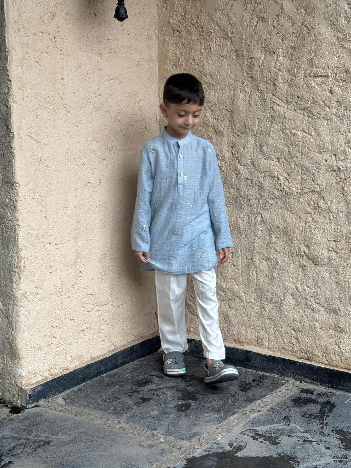 Dusty Starlight – Mal Cotton Hand Embroidered Kurta Pajama Set