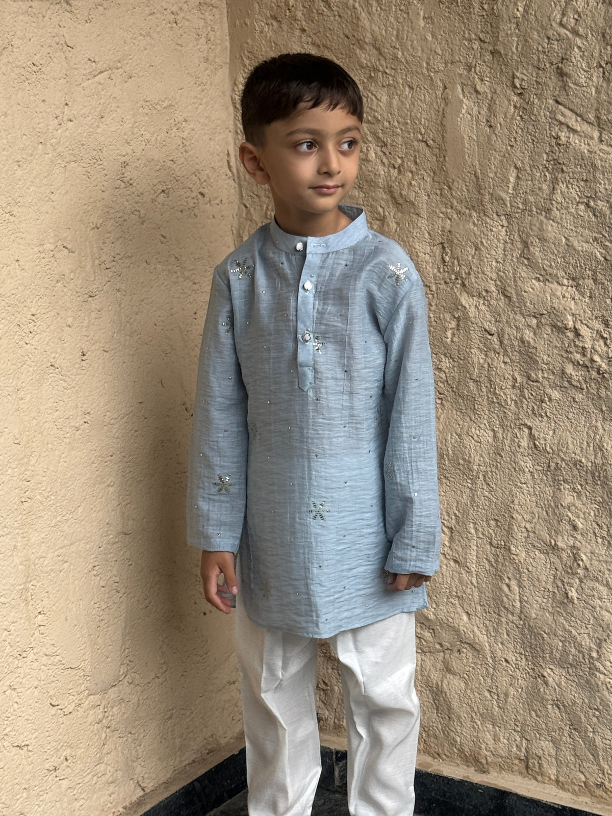 Dusty Starlight – Mal Cotton Hand Embroidered Kurta Pajama Set