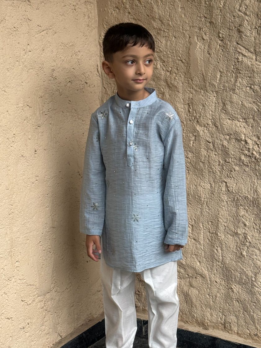 Dusty Starlight – Mal Cotton Hand Embroidered Kurta Pajama Set