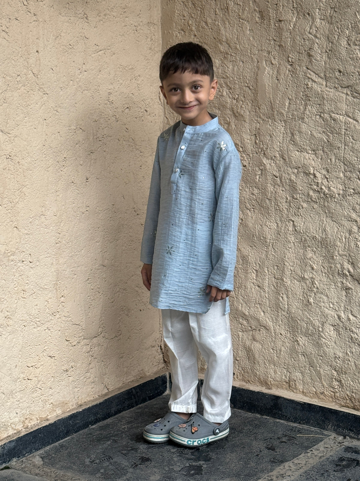 Dusty Starlight – Mal Cotton Hand Embroidered Kurta Pajama Set