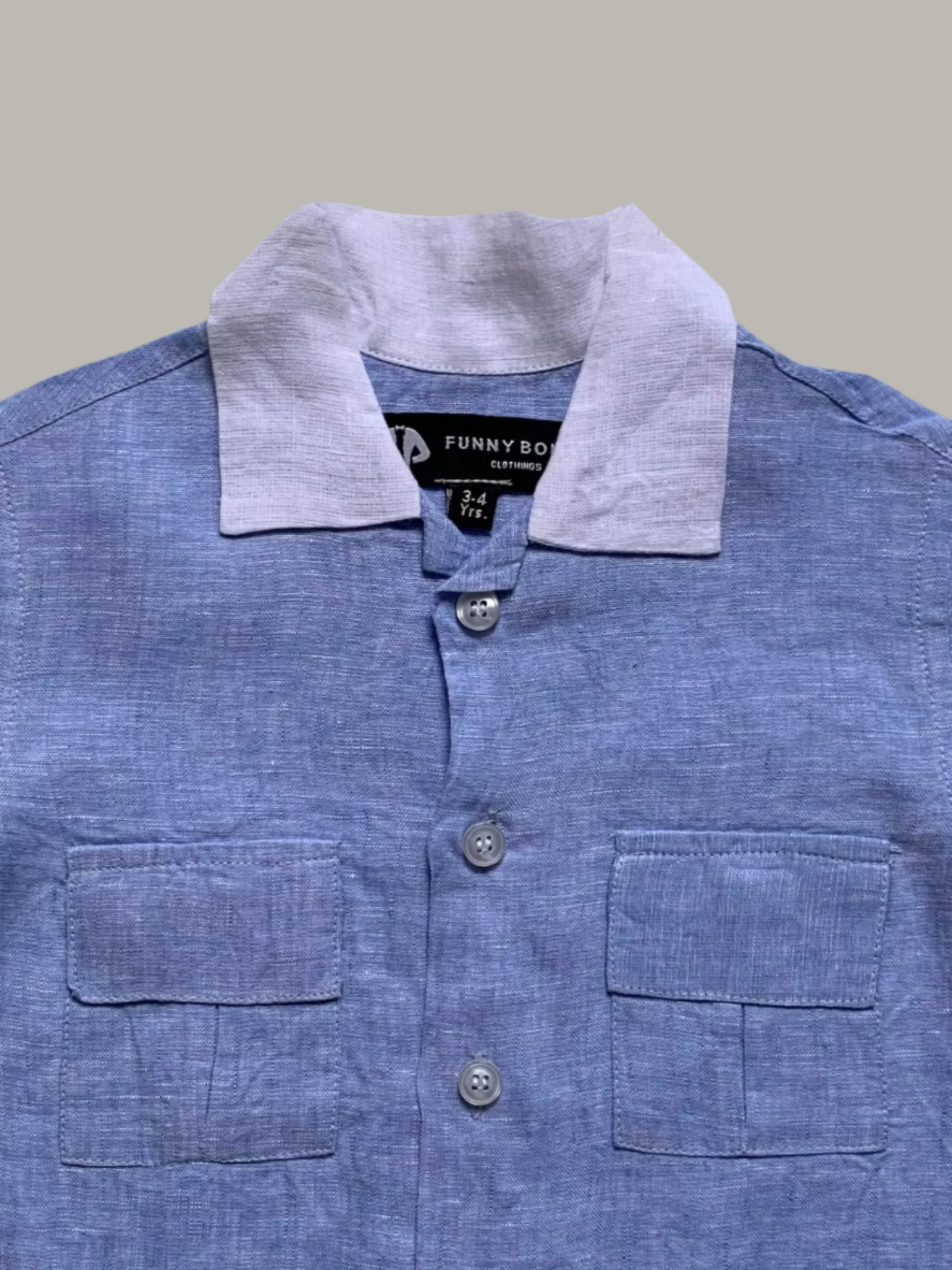 Classic Unisex Blue White Collared Shirt & Shorts Set - Funny Bones Clothings
