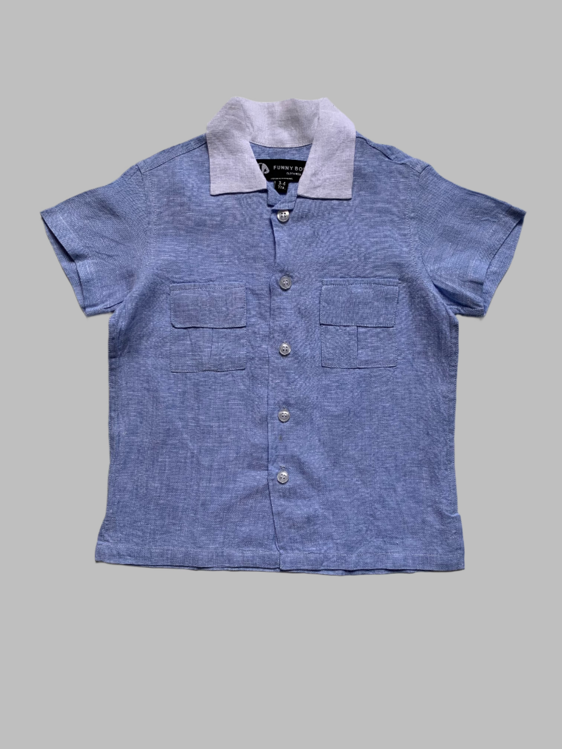 Classic Unisex Blue White Collared Shirt & Shorts Set - Funny Bones Clothings