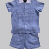 Classic Unisex Blue White Collared Shirt & Shorts Set - Funny Bones Clothings