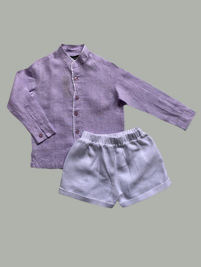 Classic Unisex Purple Shirt & White Shorts Set - Funny Bones Clothings