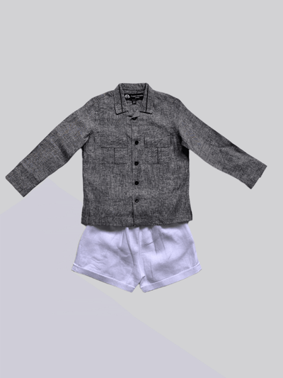 Classic Unisex Denim Grey Pure Linen Shirt