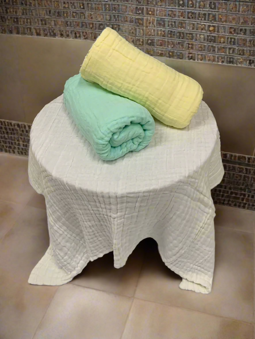 Classic White 100% Soft Cotton Muslin Bath Towel (Pack of 1) - Funny Bones Clothings