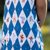Vintage Circus Harlequin Print Premium Linen Dress