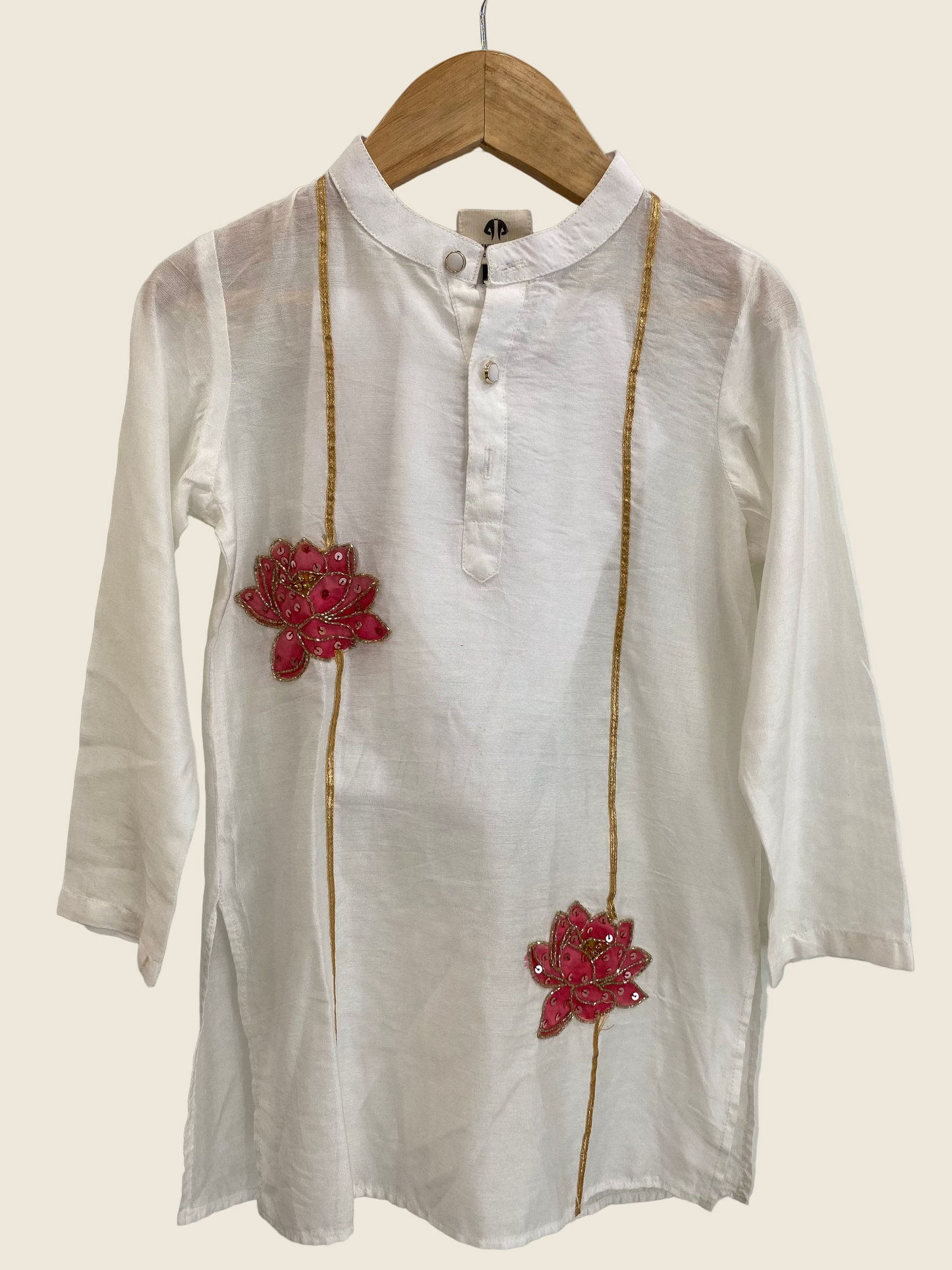 Festival of Lotus Themed Handpainted Chanderi Kurta Pajama Set